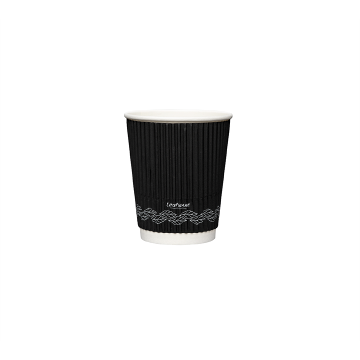 4oz Black Ripple Cup Leafware  - PE/PLA Free