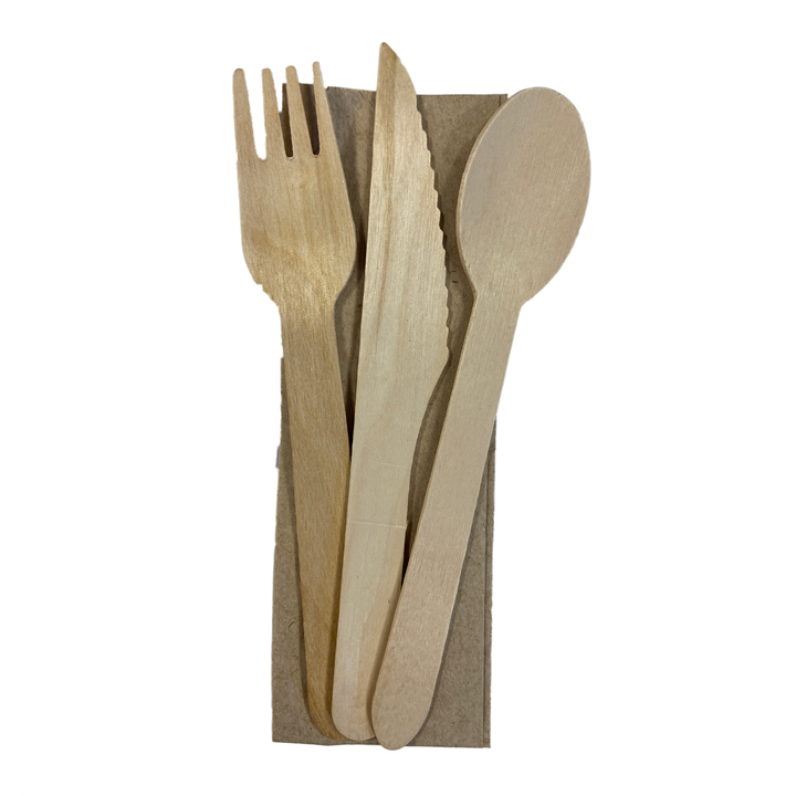 Wooden Meal Kit - Knife, Fork, Spoon, Napkin