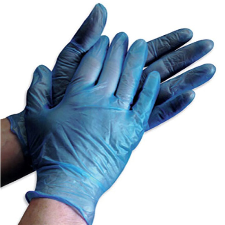Olympia Blue Vinyl Powdered Disposable Gloves Medium