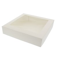 White Tart Box With Window Hinged 9 X 9 X 2 Inch