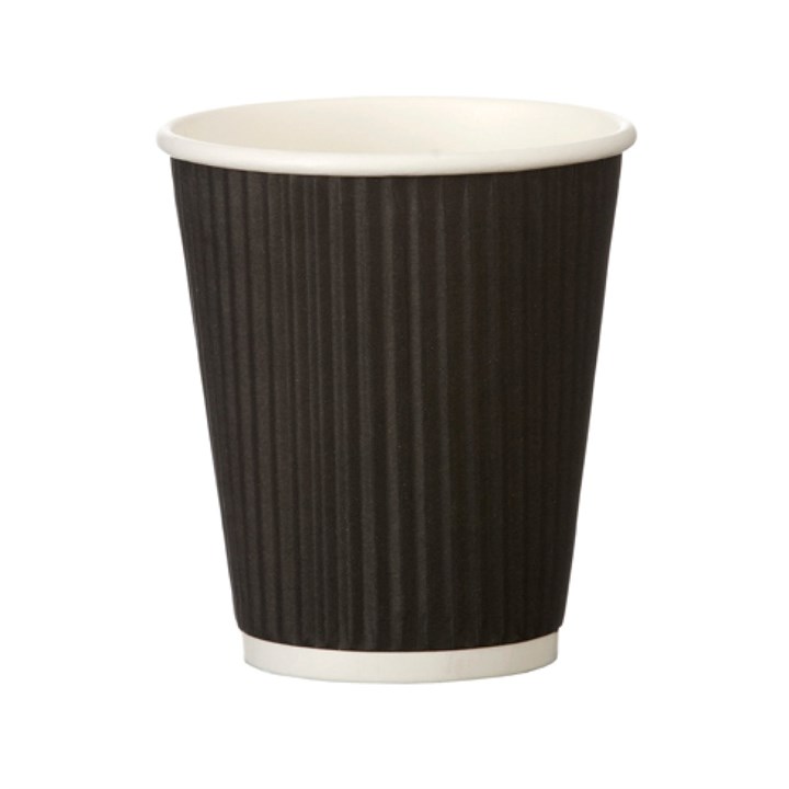 Black Ripple Wall Heatwave Disposable Paper Coffee Cup